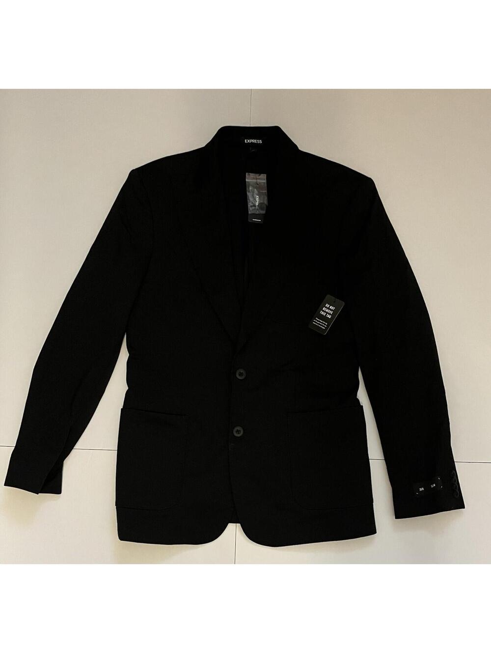 Express Men's Slim Fit Black Blazer Jacket 36R SLIM | Retail $248